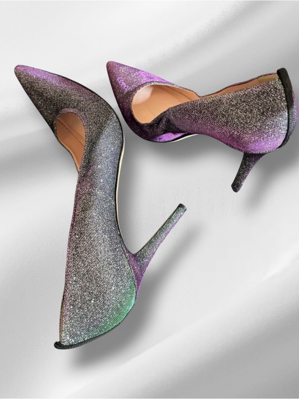 SJP Classic Women's Pointed Toe High Heel Pump in Glittery Finish. - Picture 2 of 9